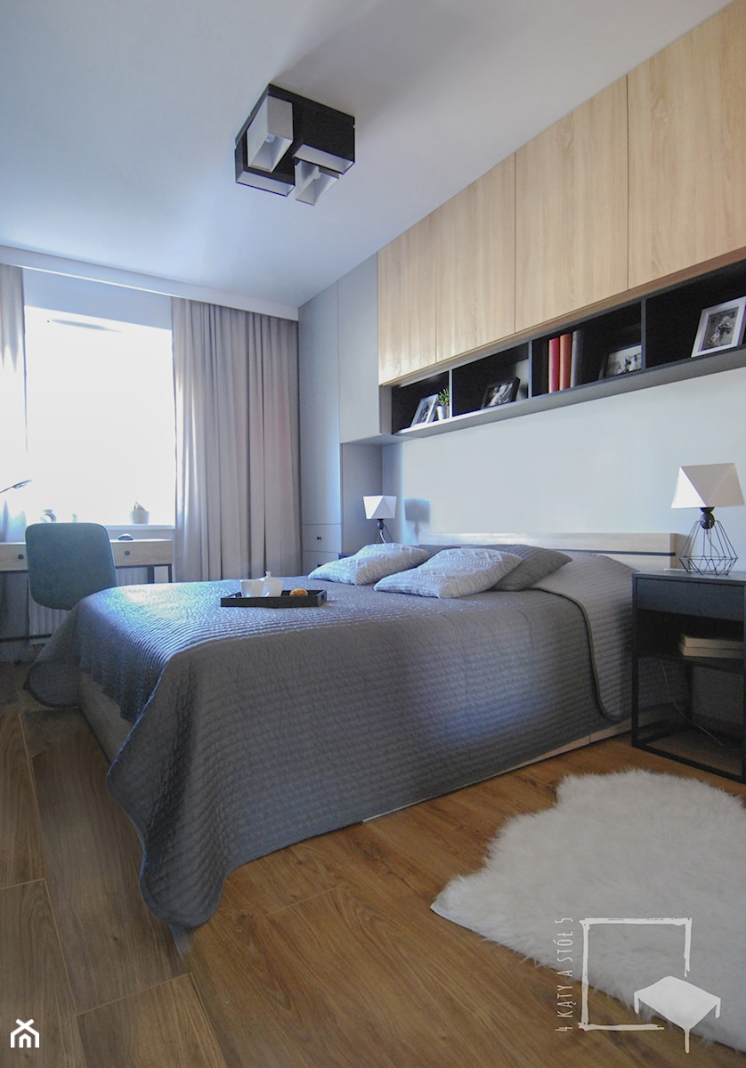 Olsztyńska sypialnia - Średnia szara z biurkiem sypialnia, styl nowoczesny - zdjęcie od 4 kąty a stół 5