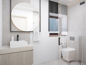 Prestiżowy - Mała z lustrem łazienka z oknem, styl minimalistyczny - zdjęcie od 4 kąty a stół 5