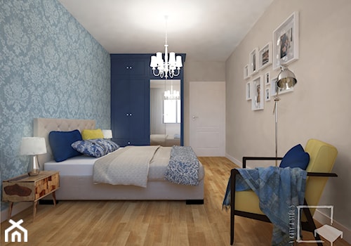 Niebanalnie - Duża beżowa sypialnia, styl nowoczesny - zdjęcie od 4 kąty a stół 5