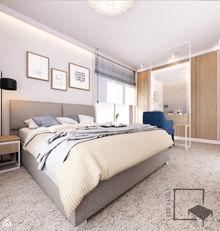 Eco Apartament - Średnia biała sypialnia, styl nowoczesny - zdjęcie od 4 kąty a stół 5