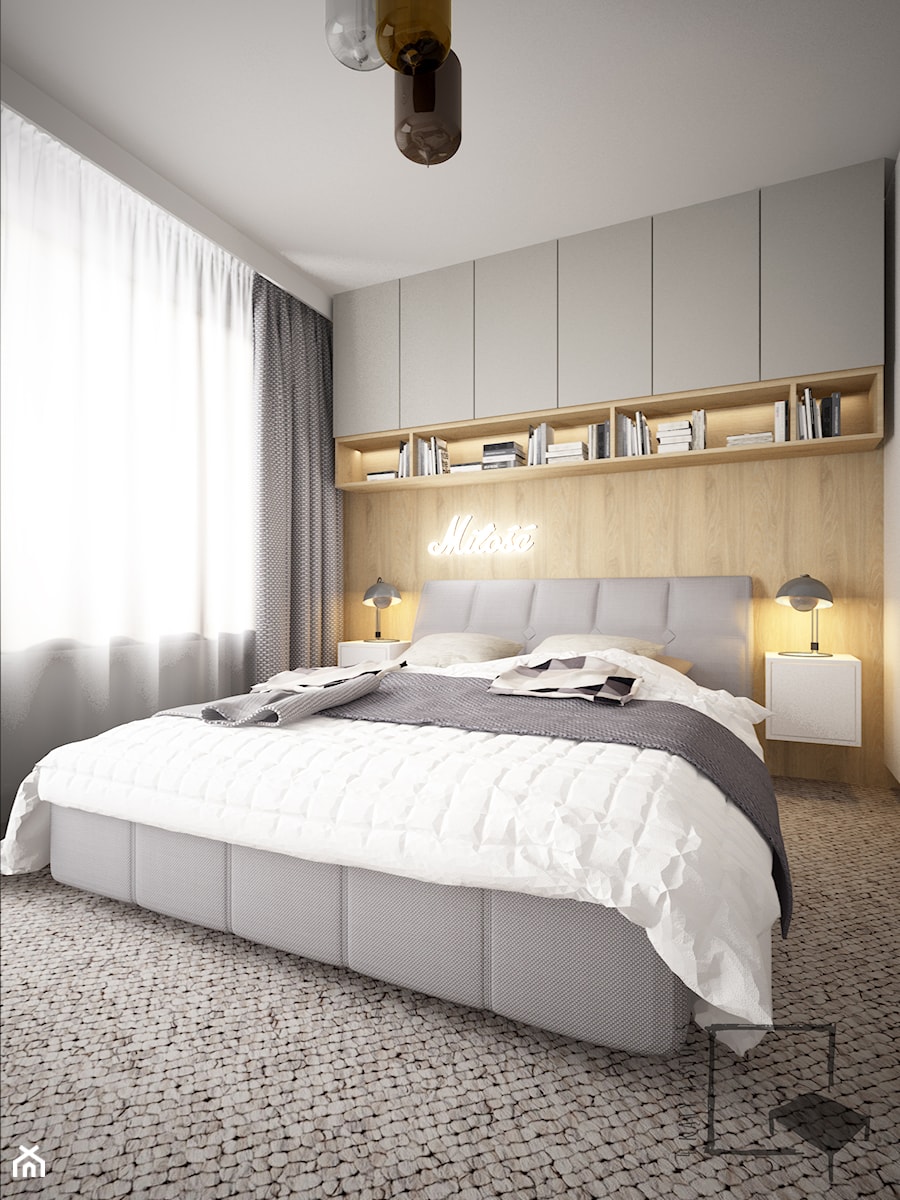 Gwiaździsta - Średnia biała sypialnia, styl nowoczesny - zdjęcie od 4 kąty a stół 5