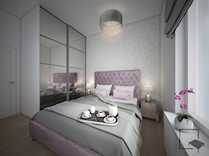 Przeciwieństwa się przyciagają - Średnia biała szara sypialnia, styl glamour - zdjęcie od 4 kąty a stół 5
