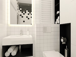 ULTRA - Mała bez okna z lustrem z punktowym oświetleniem łazienka, styl nowoczesny - zdjęcie od 4 kąty a stół 5