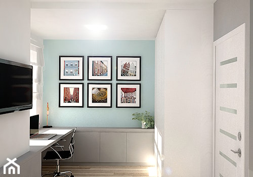 Dom pod Poznaniem 2 - Średnia niebieska szara z biurkiem sypialnia, styl nowoczesny - zdjęcie od ememstudio