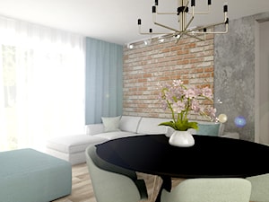 Dom w Baranowie - Mały brązowy szary salon, styl nowoczesny - zdjęcie od ememstudio
