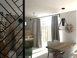 Mieszkanie Wilda Poznań - Średni biały szary salon z jadalnią z tarasem / balkonem, styl nowoczesny - zdjęcie od ememstudio