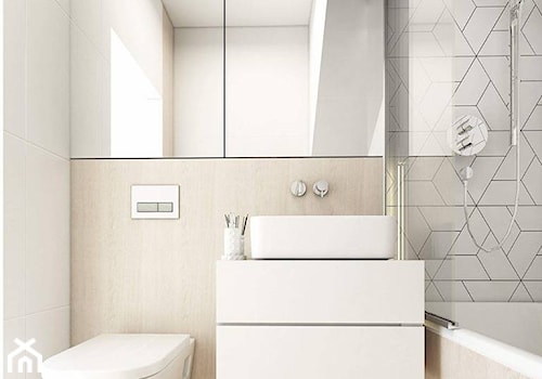 Malutka łazienka pod schodami - Mała na poddaszu łazienka z oknem, styl skandynawski - zdjęcie od FOORMA Pracownia Architektury Wnętrz