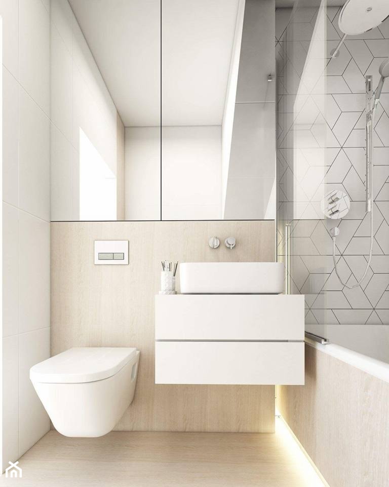 Malutka łazienka pod schodami - Mała na poddaszu łazienka z oknem, styl skandynawski - zdjęcie od FOORMA Pracownia Architektury Wnętrz