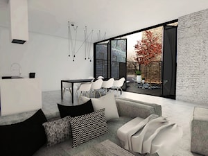 Projekt plomby domu jednorodzinnego Gliwice - Salon, styl minimalistyczny - zdjęcie od FOORMA Pracownia Architektury Wnętrz