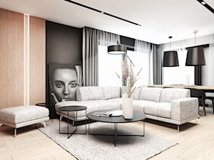 Dom Pęćlin - Średni biały czarny szary salon z jadalnią, styl nowoczesny - zdjęcie od FOORMA Pracownia Architektury Wnętrz