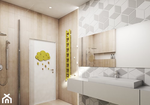 Dom Tychy - Duża na poddaszu z punktowym oświetleniem łazienka, styl nowoczesny - zdjęcie od FOORMA Pracownia Architektury Wnętrz