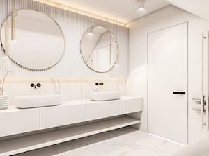 Dom Olsztyn - Średnia na poddaszu z dwoma umywalkami z punktowym oświetleniem łazienka, styl nowoczesny - zdjęcie od FOORMA Pracownia Architektury Wnętrz