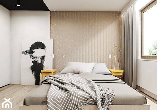 Mieszkanie w Sosnowcu - Średnia beżowa biała sypialnia, styl minimalistyczny - zdjęcie od FOORMA Pracownia Architektury Wnętrz