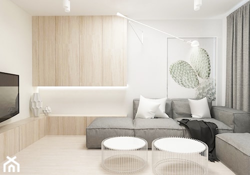 Ciepłe mieszkanie - Duży biały salon, styl skandynawski - zdjęcie od FOORMA Pracownia Architektury Wnętrz