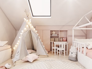 Dom Łaziska - Średni beżowy biały pokój dziecka dla dziecka dla dziewczynki, styl nowoczesny - zdjęcie od FOORMA Pracownia Architektury Wnętrz