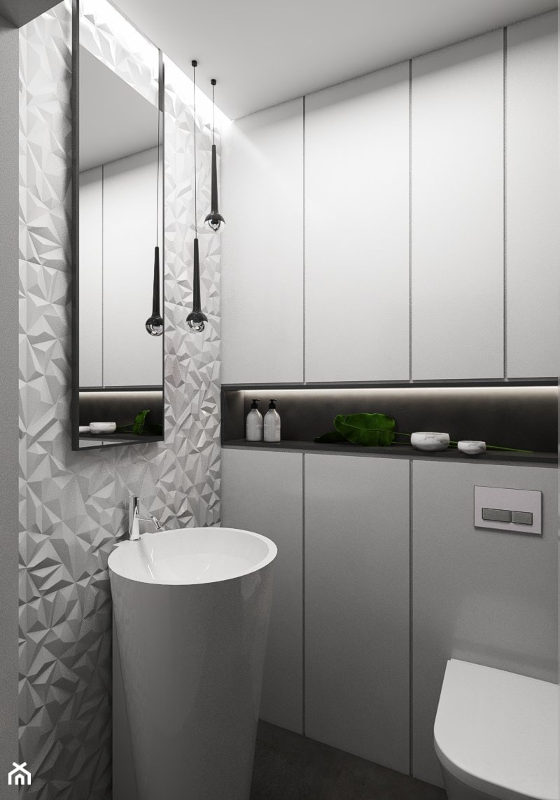 Mała łazienka - Mała na poddaszu bez okna z lustrem łazienka, styl nowoczesny - zdjęcie od FOORMA Pracownia Architektury Wnętrz