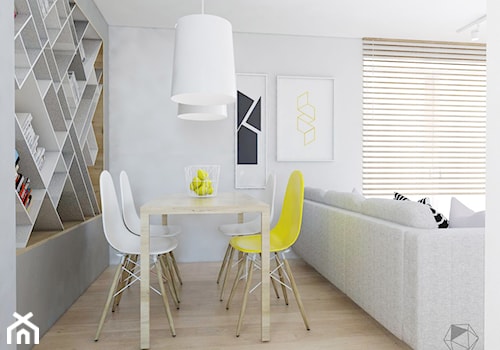 Mieszkanie w Bieruniu - Mała szara jadalnia w salonie, styl nowoczesny - zdjęcie od FOORMA Pracownia Architektury Wnętrz