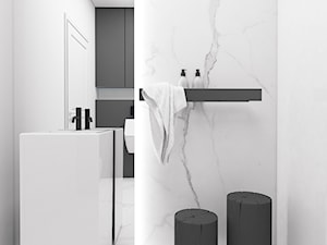 Łazienki - Mała bez okna z lustrem z marmurową podłogą łazienka, styl minimalistyczny - zdjęcie od FOORMA Pracownia Architektury Wnętrz