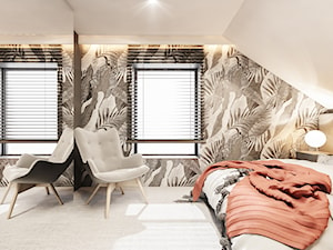 Dom Łaziska - Średnia biała szara sypialnia na poddaszu, styl nowoczesny - zdjęcie od FOORMA Pracownia Architektury Wnętrz