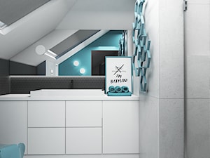 Łazienki - Mała na poddaszu z lustrem łazienka z oknem, styl minimalistyczny - zdjęcie od FOORMA Pracownia Architektury Wnętrz