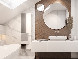 Dom Łaziska - Średnia na poddaszu bez okna łazienka, styl nowoczesny - zdjęcie od FOORMA Pracownia Architektury Wnętrz