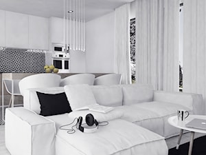 Salon - Mały biały salon z kuchnią z jadalnią, styl skandynawski - zdjęcie od FOORMA Pracownia Architektury Wnętrz
