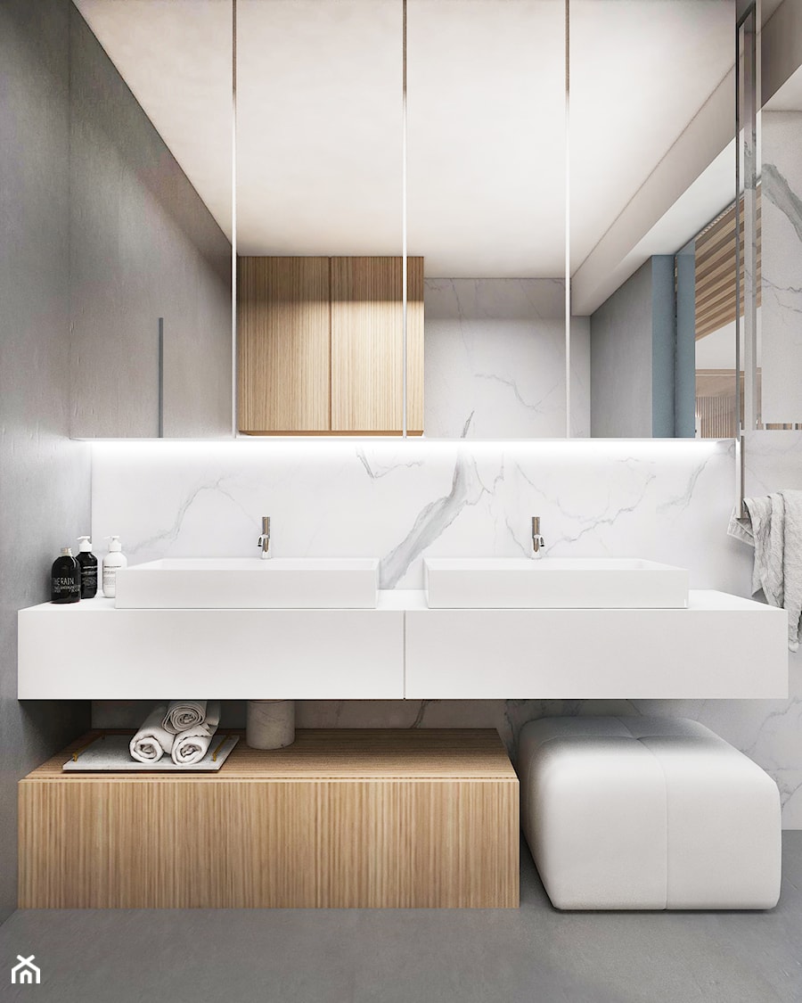 Salon łazienkowy - Średnia z dwoma umywalkami łazienka, styl nowoczesny - zdjęcie od FOORMA Pracownia Architektury Wnętrz
