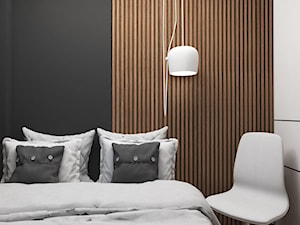 Kawalerka Mysłowice - Mała czarna szara sypialnia, styl nowoczesny - zdjęcie od FOORMA Pracownia Architektury Wnętrz