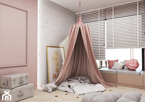 Dom Tychy II - Mały różowy szary pokój dziecka dla dziecka dla dziewczynki, styl nowoczesny - zdjęcie od FOORMA Pracownia Architektury Wnętrz