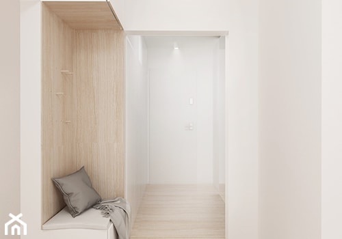 Ciepłe mieszkanie - Średni z wieszakiem biały hol / przedpokój, styl skandynawski - zdjęcie od FOORMA Pracownia Architektury Wnętrz