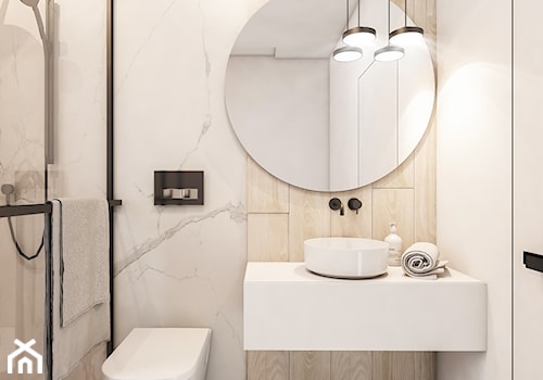 Dom Warszawa - Mała bez okna z lustrem łazienka, styl nowoczesny - zdjęcie od FOORMA Pracownia Architektury Wnętrz
