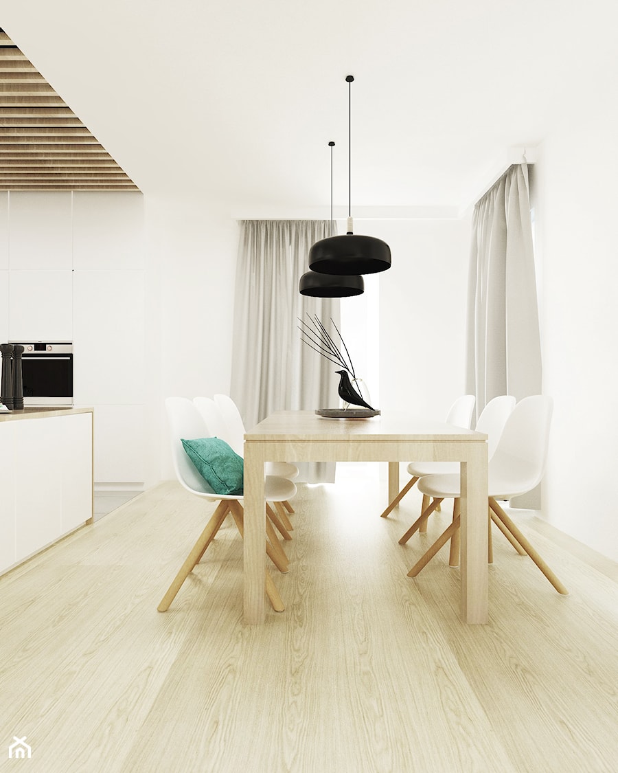 Średnia biała jadalnia w kuchni, styl skandynawski - zdjęcie od FOORMA Pracownia Architektury Wnętrz