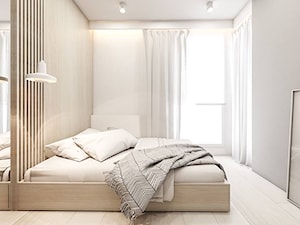 Mieszkanie w Warszawie II - Mała biała sypialnia na poddaszu na antresoli, styl skandynawski - zdjęcie od FOORMA Pracownia Architektury Wnętrz