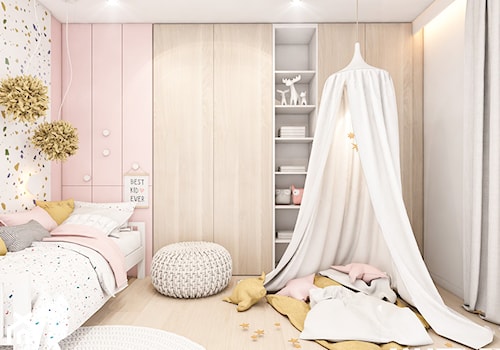 Mieszkanie Kraków - Średni biały różowy pokój dziecka dla dziecka dla nastolatka dla dziewczynki, styl nowoczesny - zdjęcie od FOORMA Pracownia Architektury Wnętrz