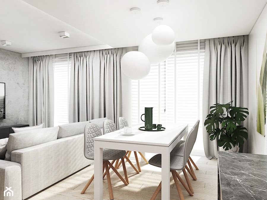 Mieszkanie Tychy - Średnia biała jadalnia w salonie, styl nowoczesny - zdjęcie od FOORMA Pracownia Architektury Wnętrz
