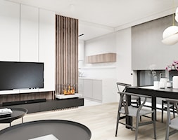 Dom Olkusz - Mały biały szary salon z kuchnią z jadalnią, styl nowoczesny - zdjęcie od FOORMA Pracownia Architektury Wnętrz - Homebook