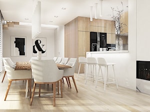 Dom Tychy - Średnia otwarta biała z zabudowaną lodówką kuchnia w kształcie litery l z oknem, styl nowoczesny - zdjęcie od FOORMA Pracownia Architektury Wnętrz