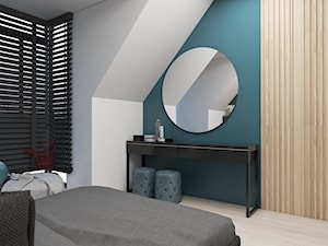 Dom Mogilany - Średnia biała niebieska sypialnia na poddaszu, styl nowoczesny - zdjęcie od FOORMA Pracownia Architektury Wnętrz
