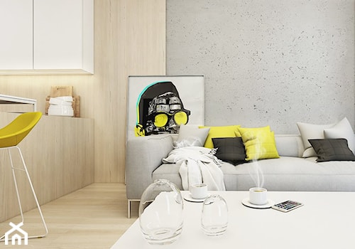 Mieszkanie w Warszawie - Mały szary salon z jadalnią, styl nowoczesny - zdjęcie od FOORMA Pracownia Architektury Wnętrz