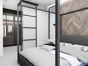 Dom Tychy III - Średnia biała sypialnia z garderobą, styl industrialny - zdjęcie od FOORMA Pracownia Architektury Wnętrz
