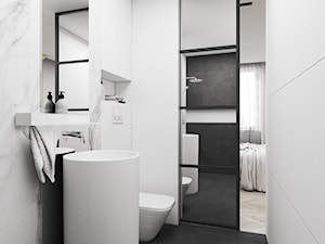 Mieszkanie Dąbrowa Górnicza - Średnia bez okna z lustrem z marmurową podłogą łazienka, styl nowoczesny - zdjęcie od FOORMA Pracownia Architektury Wnętrz