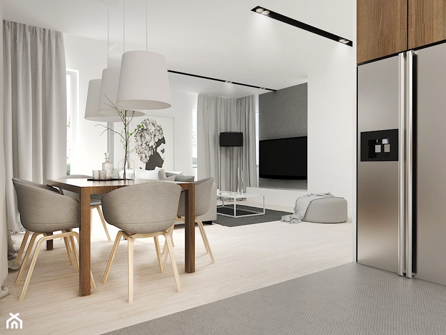 Eleganckie mieszkanie - Duża szara jadalnia w salonie, styl nowoczesny - zdjęcie od FOORMA Pracownia Architektury Wnętrz