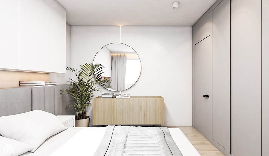 Projekt wnętrza mieszkalnego Katowice - Średnia biała szara sypialnia, styl skandynawski - zdjęcie od FOORMA Pracownia Architektury Wnętrz