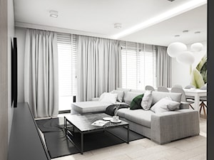 Mieszkanie Tychy - Mały biały salon z jadalnią, styl nowoczesny - zdjęcie od FOORMA Pracownia Architektury Wnętrz