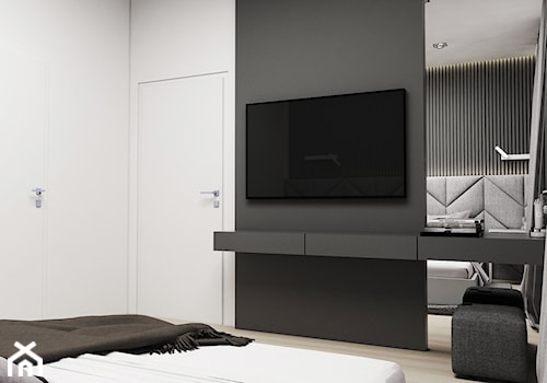 SypialniaII - Średnia biała czarna sypialnia, styl nowoczesny - zdjęcie od FOORMA Pracownia Architektury Wnętrz