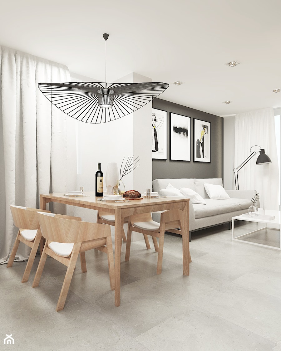 Dom w Krakowie - Średnia biała szara jadalnia w salonie, styl nowoczesny - zdjęcie od FOORMA Pracownia Architektury Wnętrz