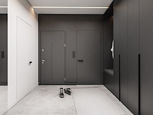Dom Rybnik - Duży z wieszakiem biały czarny hol / przedpokój, styl nowoczesny - zdjęcie od FOORMA Pracownia Architektury Wnętrz