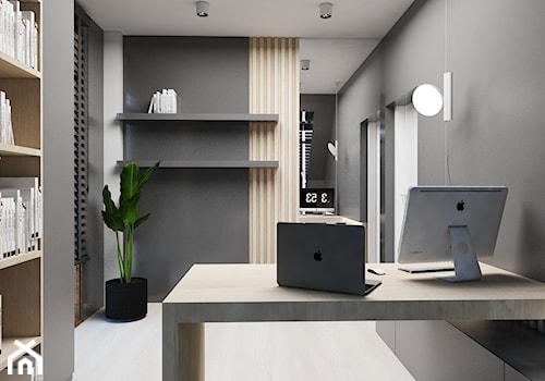 Dom Mogilany - Duże z zabudowanym biurkiem szare biuro, styl nowoczesny - zdjęcie od FOORMA Pracownia Architektury Wnętrz