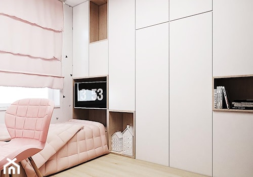 Sypialnia 2 - Mały biały pokój dziecka dla nastolatka dla dziewczynki, styl nowoczesny - zdjęcie od FOORMA Pracownia Architektury Wnętrz