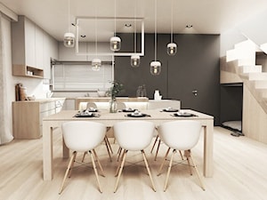 Dom w Skawinie - Średnia biała czarna jadalnia w kuchni, styl nowoczesny - zdjęcie od FOORMA Pracownia Architektury Wnętrz
